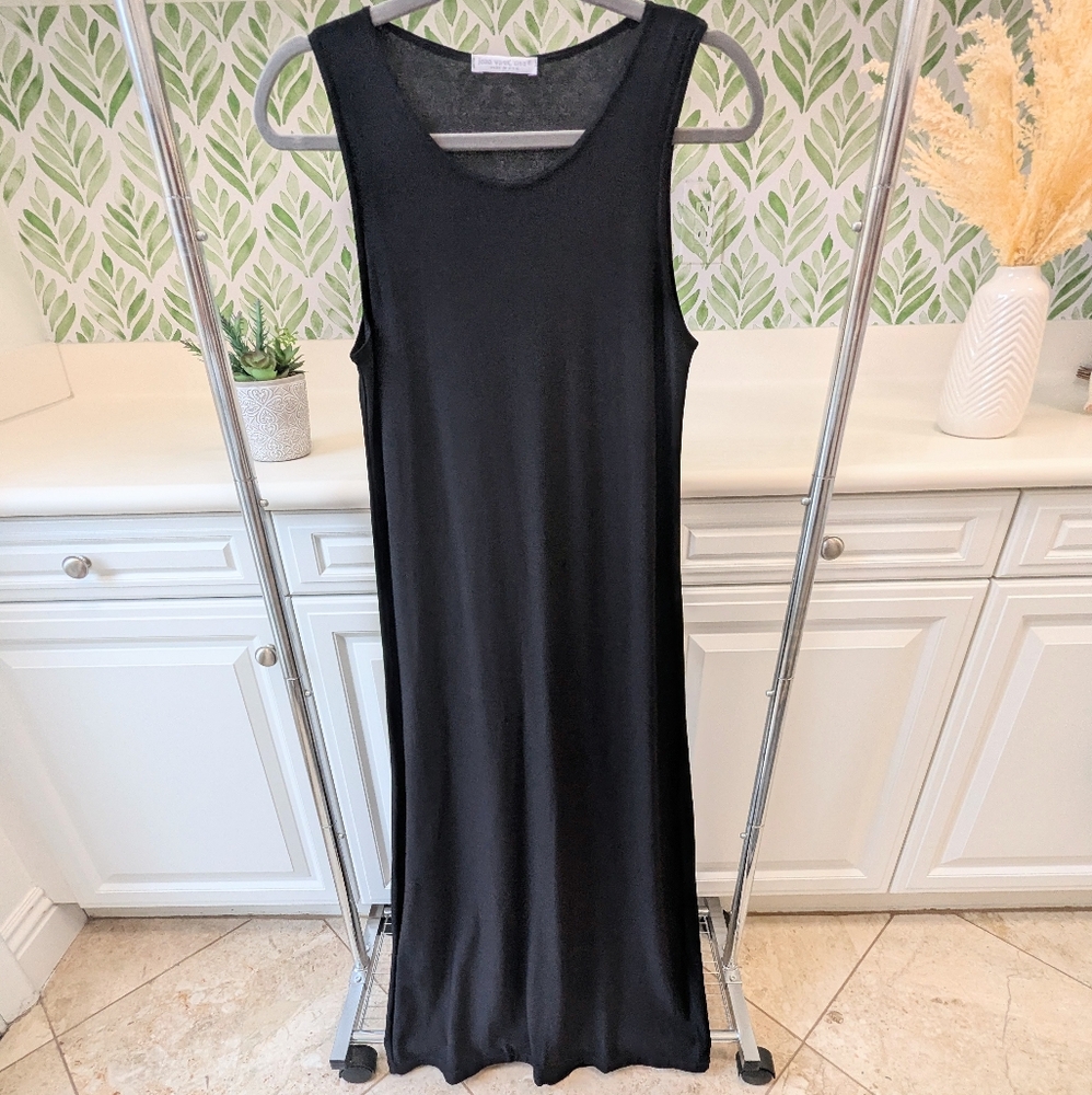 ⭐Black Joan Vass USA Long Column Dress Maxi Small⭐
